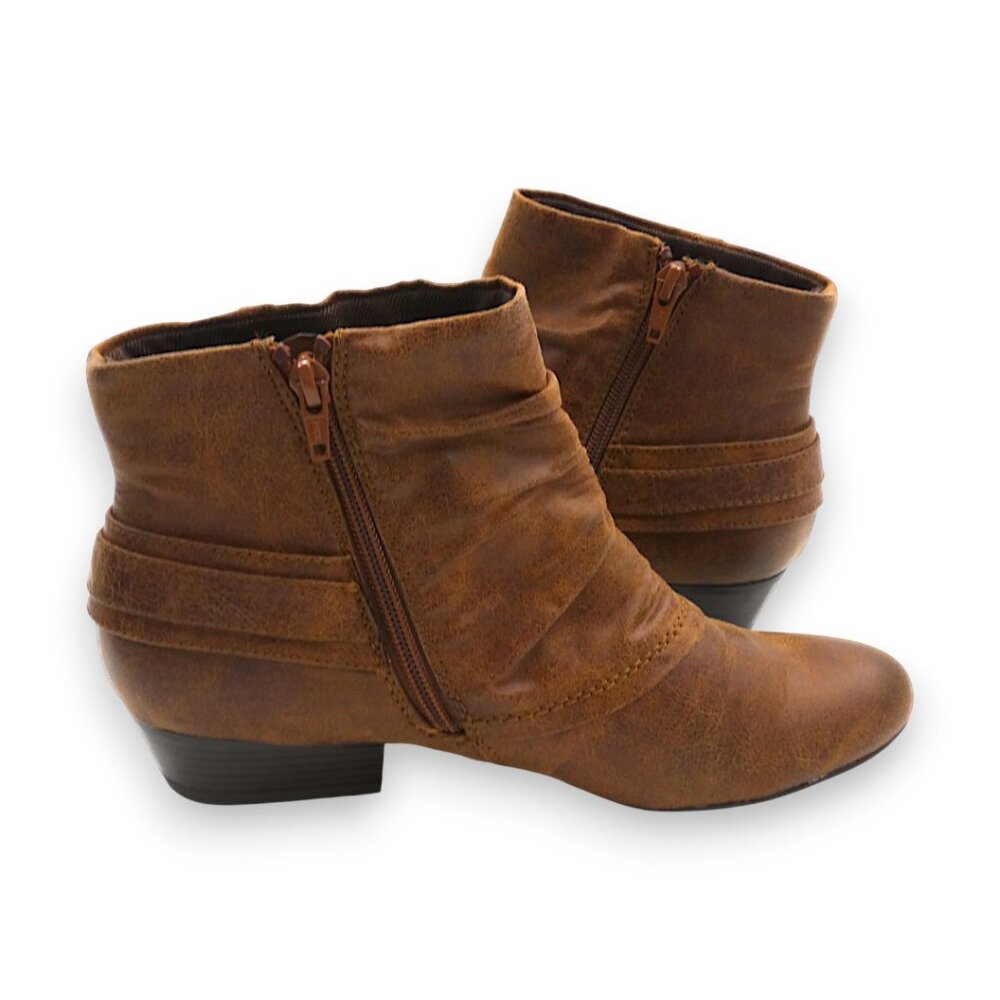Kim Rogers Tanya Brown Ankle Booties Size 8.5 Buckle Low Heel - Picture 7 of 14